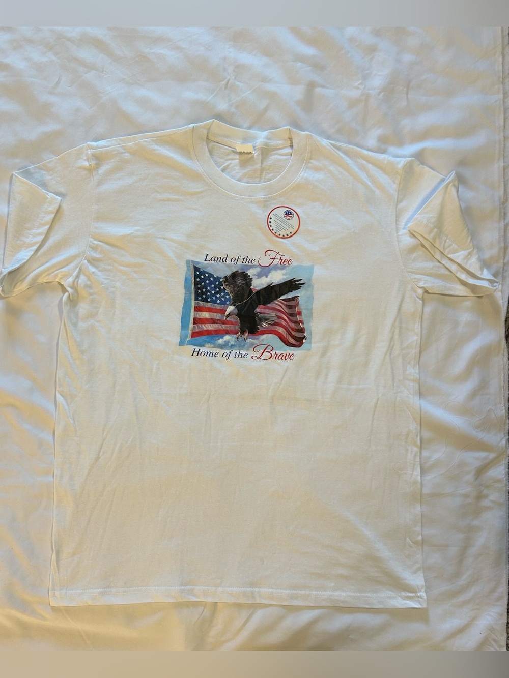 White 'Land of the Free' Eagle Graphic Tee